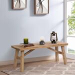 Sawmill Long Wood Bench, 43" Farmhouse Entryway Bench for Living Dining Room, Rustic Entry Way Benches Seat, Solid Wood, Handcraft Finshed, Natural - Image 2