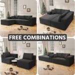108" Cloud Sectional Couch with L-Shape Chaise,4 Seat Modern Modular Sofa with Deep Seat, Upholstered Couches for Living Room Bedroom, with Oversized Chaise Waist Pillows,No Assembly Required (Black) - Image 6