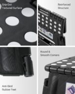 Delxo Folding Step Stool, 13 inch Non-Slip Foldable Stools for Kids & Adults Up to 300 LBS, Step Stool with Handle, Lightweight for Kitchen, Bathroom, Bedroom, Garden, Black, 1PC - Image 7