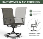 7-Piece Outdoor Dining Set, 6 Swivel Chairs＆63.5‘’ Rectangular Table All Weather Frame Furniture Set - Tan Grey Style1 - Image 7