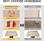 HONGBAKE Baking Sheet Pan Set of 3, Cookie Sheets for Oven, Nonstick Half/Quarter/Jelly Roll Pans with Diamond Texture Pattern, 0.8mm Thick Heavy Duty Cookie Tray, Champagne Gold - Image 4