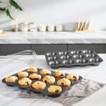 HONGBAKE Muffin Pan for Baking, Nonstick Cupcake Tin 12 Cup, 2 Pack Cup Cake Tray, Premium Cheesecake Pans, Dishwasher Safe - Dark Grey - Image 4