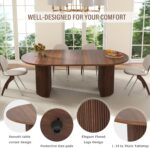 41 in-78 in Extendable Dining Room Table for 4-8, Round Expandable Kitchen Table with Fluted Base, Modern Farmhouse Oval Dinner Tables for Dining Room Kitchen Living Room (Walnut) - Image 7