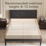 BedsPick Queen Size Bed Frame with Headboard, Upholstered Bed Frame with Button Tufted, Platform Bed with Wood Slat Support,Noise Free, Easy Assembly, No Box Spring Needed (Dark Grey, Queen) - Image 8