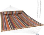 Sunnydaze Quilted Outdoor Hammock with Spreader Bars - Heavy-Duty 450-Pound Capacity Double Hammock for Outside - Canyon Sunset - Image 2