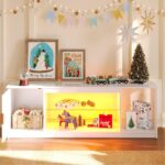 Bestier LED TV Stand for 55/60/65 Inch TV, Gaming Entertainment Center with Cabinet for PS5, Xbox, Fluted TV Console with Adjustable Glass Shelves for Living Room, Bedroom 57 Inch,Bright White - Image 5