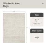 Valenrug Washable Rugs 5x7 - Stain Resistant 5x7 Area Rugs for Living Room, Non Slip Backing Printed Rugs for Bedroom, Folable Machine Washable Area Rug (5'x7', Beige) - Image 3