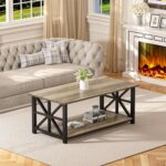 GreenForest Coffee Table for Living Room with Round Corners Farmhouse Style Center Table with Storage Shelf 39 Inch Space Saving Easy Assembly Gray Wash - Image 10