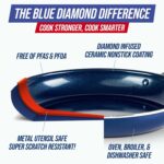 Blue Diamond 9.5” & 11" Nonstick Frying Pan Skillet Set, Diamond Infused PFAS & PTFE-Free Ceramic Pots & Pans, Dishwasher & Oven Safe, Stay Cool Handles, Durable Non Toxic Metal Utensil Safe, Blue - Image 5