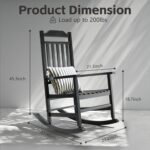 Patio Rocking Chair Outdoor,Set of 1,Weather Resistant Poly Resin Oversized Porch Rocker,High Back Smooth Design,350lb Weight Capacity,Indoor Outdoor Use(1,Black) - Image 4