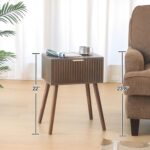 Mid Century Modern Nightstand, Small End Tables Living Room, Accent Bedside Table with Drawer for Bedroom and Small Space, Rustic Brown - Image 4