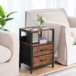 Yoobure Nightstand with Charging Station, Small Night Stand with Fabric Drawers and Storage Shelf for Bedrooms, Small Spaces, Bedside Table with USB Ports & Outlets - Image 3