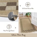 LIVEBOX Easy Jute Checkered Runner Rug for Kitchen, Scalloped Washable 2x6 Tan Rugs for Entryway, Geometric Indoor Outdoor Non Slip Rug Farmhouse Morden Carpet Door Mat Area Rug for Bedroom Hallway - Image 6
