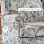 MELLCOM Floral Accent Chair, High Back Upholstered Armchair with Solid Legs, Leisure Single Sofa Chair for Living Room, Bedroom, Home Office, Blue Floral - Image 8