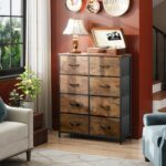 WLIVE Fabric Dresser for Bedroom, Tall Dresser with 8 Drawers, Storage Tower with Fabric Bins, Double Dressers, Chest of Drawers for Closet, Living Room, Hallway, Dorm, Rustic Brown Wood Grain Print - Image 3