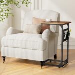 Fixwal C Shaped End Table Adjustable Height Side Table for Couch, TV Tray with Storage Bag Slide Under Sofa Small Tables for Living Room, Bedroom & Office, Rustic Brown - Image 8