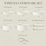 CAROTE 9pcs Pots and Pans Set Non Stick, Cookware Sets, Kitchen Set, Oven/Fridge Safe, Space Saving Pots Set, Nonstick Cooking Set with Versatile Detachable Handle, Induction RV Set, Cream White - Image 3