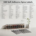 Glass Spice Jars with Labels and Steel Lids (24 x 4oz) Spice Containers with 240 Label, Steel Funnel, Shaker Inserts, Empty Square Seasoning Organizer for Spice Rack, Cabinet, Drawer - Image 6