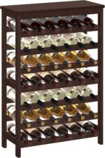 SONGMICS 42-Bottle Wine Rack Free Standing Floor, 7-Tier Display Wine Storage Shelves with Table Top, Bamboo Wobble-Free Bottle Holder for Kitchen Bar Dining Room Living Room, Espresso UKWR27BR - Image 2