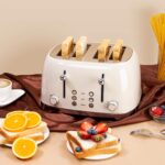 4 Slice Toaster Roter Mond Retro Stainless Steel with Bagel Defrost Cancel Function, 6 Browning Settings, Extre Wide Slot and Removable Crumb Tray, Cream, ST033 - Image 7