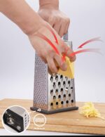 Kaishun Cheese Grater, Box Grater for Cheese Stainless steel Vegetable Slicer Food Shredder 4-sided Convenience Gadgets for kitchen - Image 6