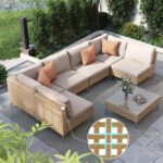 Grand patio 7-Piece Wicker Patio Furniture Set, Boho Outdoor Conversation Set Sectional Sofa with Water Resistant Thick Cushions and Coffee Table, Cream - Image 2