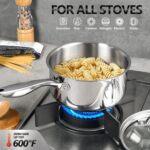 MICHELANGELO Saucepan Set 6pc, 18/10 Stainless Steel Sauce Pan with Lid, Tri-Ply Bottom Sauce Pot Set, Nonstick Saucepan, Induction Compatible, 1QT & 2QT &3QT - Image 6