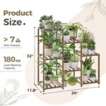 Bamworld Plant Stand Indoor Plant Shelf Outdoor Wood Plant Rack for Multiple Plants 3 Tiers Ladder Plant Pot Holder for Living Room Patio Boho Home Decor for Gardening - Image 7