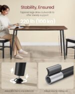 VASAGLE Dining Table, Dining Room Table for 4-6 People, Modern Farmhouse, for Kitchen, Quick Assembly, Heat-Resistant Surface, 29.5 x 55.1 x 29.5 Inches, Natural Walnut and Ink Black UKDT100K02V1 - Image 7