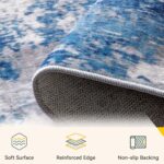 Washable Area Rugs 5'x7' Non-Slip Modern Abstract Soft for Living Room Entryway Bedroom Nursery, Print Pattern, Blue Grey Navy Gray - Image 4