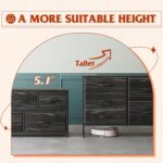 WLIVE Dresser for Bedroom with 5 Drawers, Wide Dressers with Drawer Organizers, Chest of Drawers, Fabric Dresser for Living Room, Closet, Hallway, Charcoal Black Wood Grain Print - Image 6