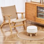 Wimarsbon Storage Ottoman, Modern Round Footrest with Soft Padded Seat, Teddy Velvet Footstool with Wood Legs, Accent Small Table or Plant Stand for Hallway, Living Room (Cream) - Image 7