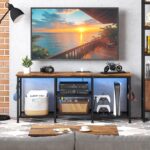 YGEOMER TV Stand Entertainment Center for 55 Inch TVs, with Charging Station and Lights Open Storage Shelves, TV Media Console, Open Storage Shelf with Sound Rack for Living Room, Rustic Brown - Image 9
