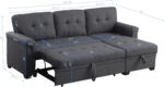 Ball & Cast L-Shape Reversible Sectional Sleeper Sofa Bed 4 in 1 Pull Out Couch with Storage Chaise & Removable Back Cushions,Convertible Sleeper Corner Couch Pull-Out Sofa Bed for Living Room,Office - Image 3
