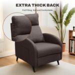 Softa Recliner Chair for Adults, Small Fabric Reclining Chair with Side Pockets, Adjustable Home Theater Seating Modern Armchair with Extended Footrest for Living Room, Brown - Image 6