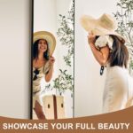 Delma Wall Full Length Mirror,Standing Mirror Full Body,Large Floor for Wall Door Bedroom Bathroom Living Room with Aluminium Frame(with Stand,56x15-Black) - Image 3