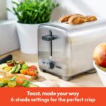 bella Stainless Steel 2 Slice Toaster with Extra Wide Slots & Removable Crumb Tray, 6 Browning Options, Auto Shut Off & Reheat Function, Toast Bread, Bagel & Waffle - Image 8