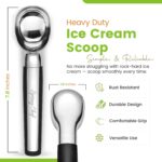 Spring Chef Heavy Duty Metal Ice Cream Scoop - Dishwasher Safe Ice Cream Scooper, Commercial Icecream Scoop Spade, Professional Kitchen Tool for Gelato, Melon, Sundae, Cookie Spoon - Black - Image 3