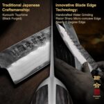 8 Inch Chef Knife, Japanese Chefs Knife Black Forged Kitchen Knife with AUS-8 Alloy Steel and Full Tang Pakkawood Handle, Christmas Gift with Premium Box - Image 6