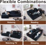 Cloud Sectional Couch with L-Shape Chaise, Modern Modular Sofa with Deep Seat, Built-in Cup Holder & Storage Pocket for Living Room Bedroom, No Assembly Required (Black, Right Facing Chaise) - Image 7