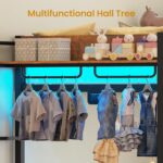 Itaar Metal Bunk Bed Twin Over Twin with Hall Tree, Power Outlet, LED Bunk Bed with 4 Storage Drawers, Bed with Safety Guardrail & Ladders, No Box Spring Needed, Easy Assembly, Rustic Brown - Image 10