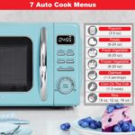 Galanz GLCMKZ07BER07 Retro Countertop Microwave Oven with Auto Cook & Reheat, Defrost, Quick Start Functions, Easy Clean with Glass Turntable, Pull Handle.7 cu ft, Blue - Image 5
