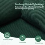 Karl home Modern Accent Chair, Corduroy Upholstered Armchair with 2 Pillow & Side Pocket, Sofa Barrel Chair with Solid Legs, Comfy Reading Chair for Living Room, Bedroom, Office, (Dark Green) - Image 7