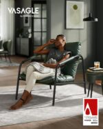 VASAGLE EKHO Collection - Accent Chair, Metal Framed Armchair, Synthetic Leather with Stitching, Mid-Century Modern, Sling Chair for Living, Bedroom, Reading Room, Lounge, Forest Green ULAC014C01 - Image 5