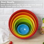 YIHONG 6 Piece Plastic Mixing Bowls Set, Colorful Serving Bowl for Kitchen, Ideal for Baking, Prepping and Cooking,Nesting Design for Space Saving Storage, Rainbow - Image 6