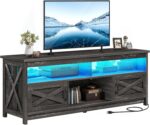 YITAHOME Farmhouse TV Stand for 65/55 Inch Television, LED Entertainment Center Television Stand with Power Outlets and Open Shelf, Media Console TV Cabinet for Living Room, Dark Grey - Image 10