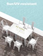 Nazhura Metal Dining Chair Farmhouse Tolix Style for Kitchen Dining Room Café Restaurant Bistro Patio, 18 Inch, Stackable, Waterproof Indoor/Outdoor (Sets of 4) (White) - Image 7