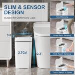 2 Pack 2.7 Gal Bathroom Trash Can with Lid, Automatic Trash Can Small Smart Garbage Can Touchless, Slim Motion Sensor Waterproof Plastic Trash Bins for Bedroom Office Kitchen Toilet - Image 4