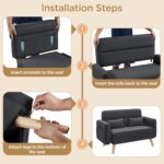 Yaheetech 46" Small Modern Fabric Sofa Loveseat Mid Century 2 Seater Sofa Couch with Lumbar Pillows, Solid Wood Legs for Living Room, Small Space, Dorm, Office, Bedroom, Dark Gray - Image 8