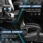 Homall Gaming Chair, Video Game Chair with Footrest and Massage Lumbar Support, Ergonomic Computer Chair Height Adjustable with Swivel Seat and Headrest (White) - Image 6